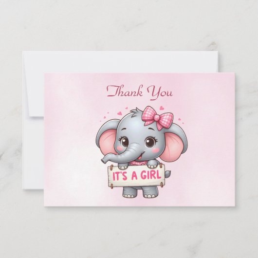 Pink Elephant Danke Karte (Vorderseite)