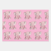Pink Elephant Design Wrapping Paper Geschenkpapier Set (Vorderseite 3)