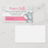 Pink Elephant Diaper Raffelkarten Begleitkarte (Vorne/Hinten)