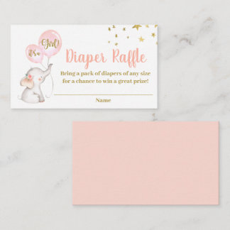 Pink Elephant Diaper Raffle Begleitkarte