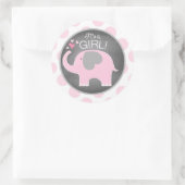 Pink Elephant Dot Girl Babydusche Runder Aufkleber (Tasche)