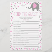 Pink Elephant Find Guest Baby Shower Game Briefpapier (Vorderseite)