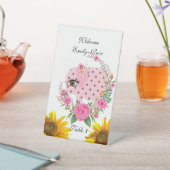 Pink Elephant Floral Rose Pedestal Zeichen Sockelschild (In SItu)