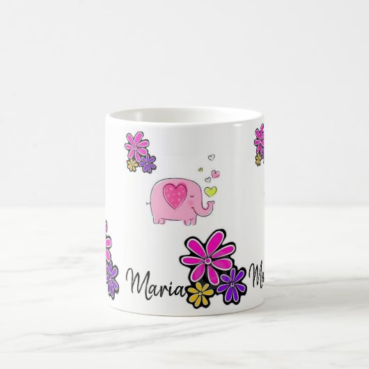 Pink Elephant Floral Tasse (Mittel)