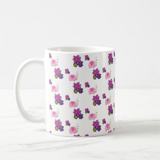 Pink Elephant Floral Tasse (Links)