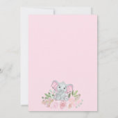 Pink Elephant & Floral Virtual Baby Girl Dusche Einladung (Rückseite)