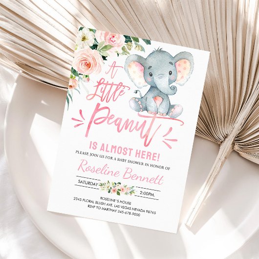 Pink Elephant Girl Baby Dusche Einladung