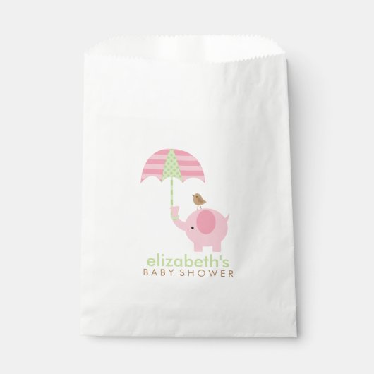 Pink Elephant Girl Baby Dusche Geschenktütchen (Vorderseite)