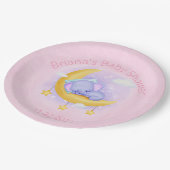 Pink Elephant Girl Baby Dusche Pappteller (Schrägansicht)