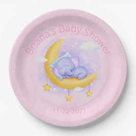 Pink Elephant Girl Baby Dusche Pappteller