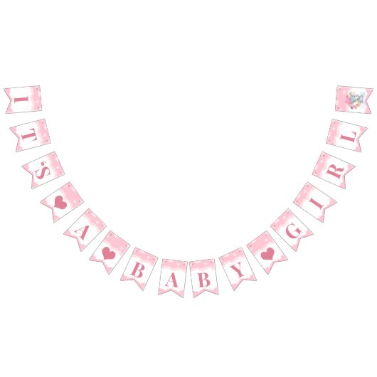 Pink Elephant Girl Baby Dusche Wimpelkette (Alle)