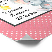Pink Elephant Girl Birthday Stats Personalisiert Poster (Ecke)
