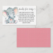 Pink Elephant Girl Book Request for Baby Shower Begleitkarte (Vorne/Hinten)