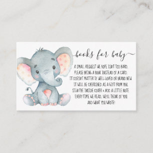 Pink Elephant Girl Book Request for Baby Shower Begleitkarte
