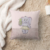 Pink Elephant Girl Modern Baby for Kids Grau Kissen (Decke)