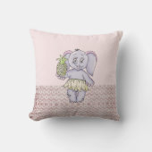 Pink Elephant Girl Modern Baby for Kids Grau Kissen (Vorderseite)