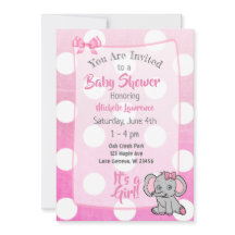 Pink Elephant Girl's Baby Shower