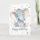 Pink Elephant Girls Birthday Polka Dot Glitter Fun Karte (Vorderseite)