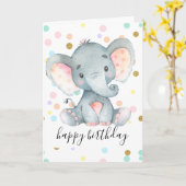 Pink Elephant Girls Birthday Polka Dot Glitter Fun Karte (Gelbe Blume)