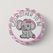 Pink Elephant Godmutter wird Babydusche Button (Vorderseite)