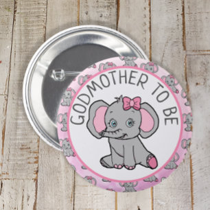 Pink Elephant Godmutter wird Babydusche Button