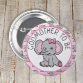 Pink Elephant Godmutter wird Babydusche Button