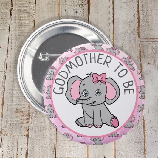 Pink Elephant Godmutter wird Babydusche Button