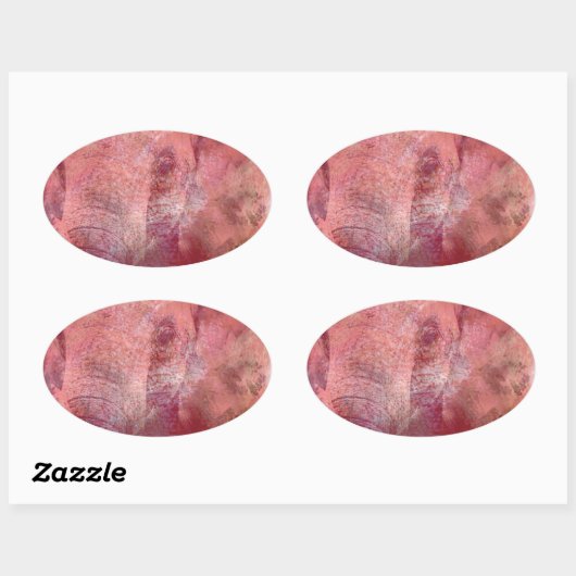 Pink Elephant Grunge Ovaler Aufkleber (Blatt)