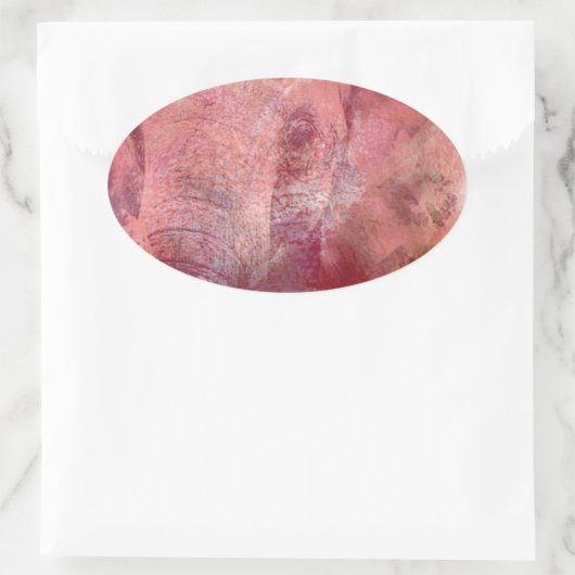 Pink Elephant Grunge Ovaler Aufkleber (Tasche)