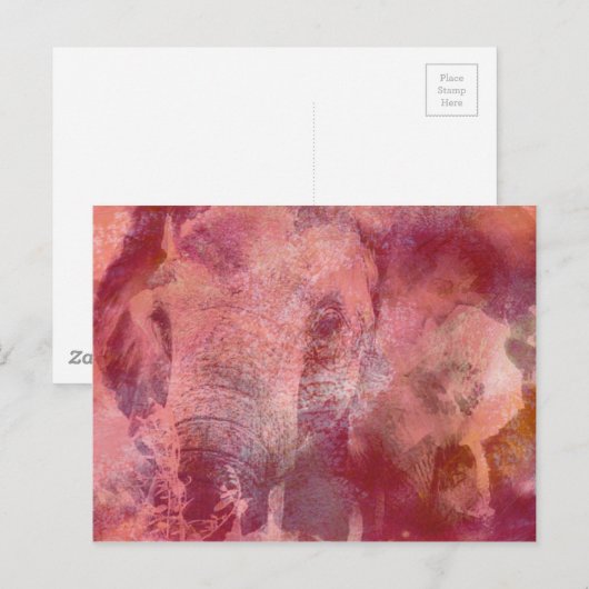 Pink Elephant Grunge Postkarte (Vorne/Hinten)