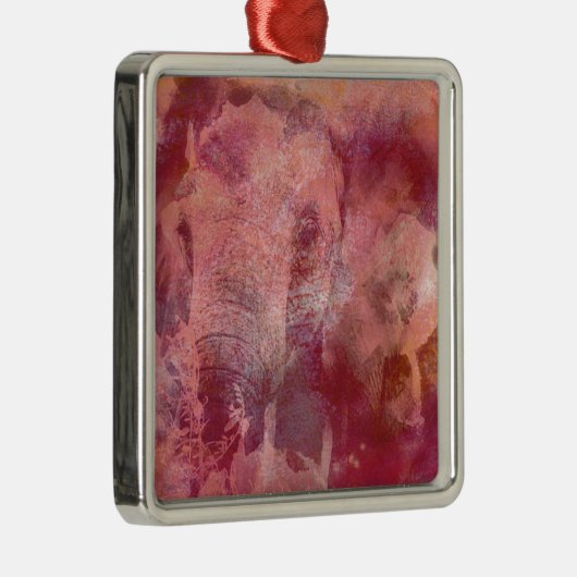 Pink Elephant Grunge Silbernes Ornament (Rechts)