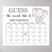 Pink Elephant Guess Due Date Calendar Poster (Vorne)