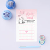 Pink Elephant Heart Girl Baby Dusche BINGO Karten (Einzeln)