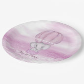 Pink Elephant Hot Air Ballon Papierplatte Pappteller (Schrägansicht)