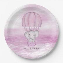 Pink Elephant Hot Air Ballon Papierplatte