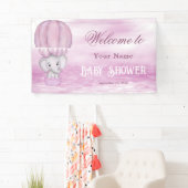 Pink Elephant Hot Air Ballon Willkommensbanner Banner (Insitu)