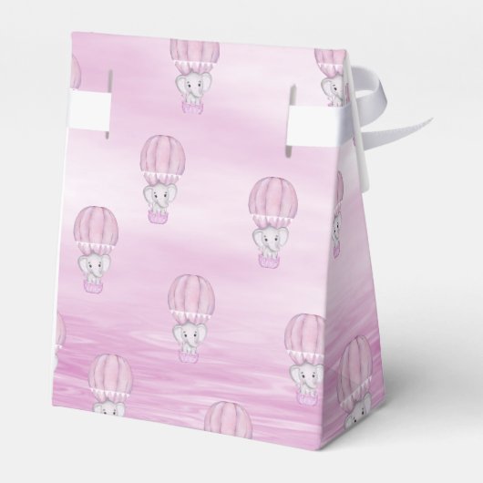 Pink Elephant Hot Air Balloon Gefallen Box Geschenkschachtel (Rückseite)