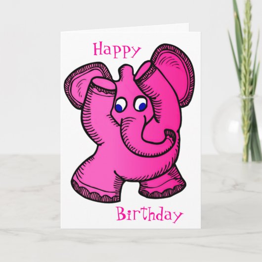 Pink Elephant Karte (Vorderseite)