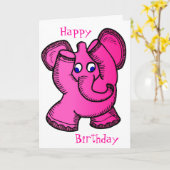 Pink Elephant Karte (Gelbe Blume)