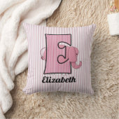 Pink Elephant Kid's Mit Monogramm E Kissen (Decke)