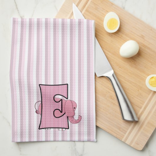 Pink Elephant Kids Monogram E Handtuch (Viertel Falte)