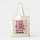 Pink Elephant Kids Monogram Letter E Tragetasche (Rückseite)