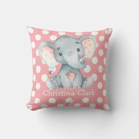 Pink Elephant Kinderzimmer Dekoration Baby Girl Kissen (Vorderseite)