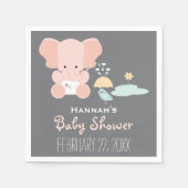 Pink Elephant Klein in Diapers Bird Baby Dusche Serviette (Vorderseite)
