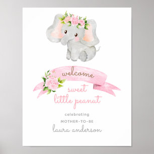 Pink Elephant Kleine Peanut Babydusche Empfang Poster