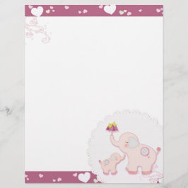 Pink Elephant Liebe Whimsical Scrapbook Letterhead