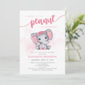 Pink Elephant Little Peanut Girl Babydusche Einladung (Stehend Vorderseite)