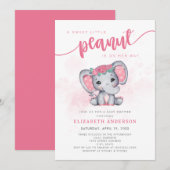 Pink Elephant Little Peanut Girl Babydusche Einladung (Vorne/Hinten)