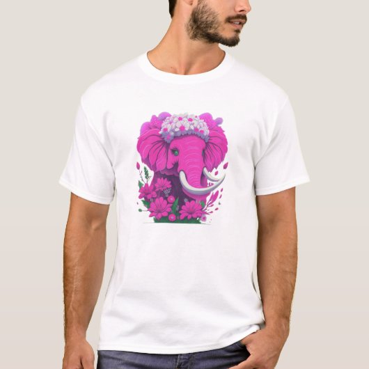 Pink Elephant mit daiseys T-Shirt (Vorderseite)