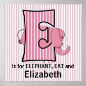 Pink Elephant Mit Monogramm E Baby Room Poster (Vorne)